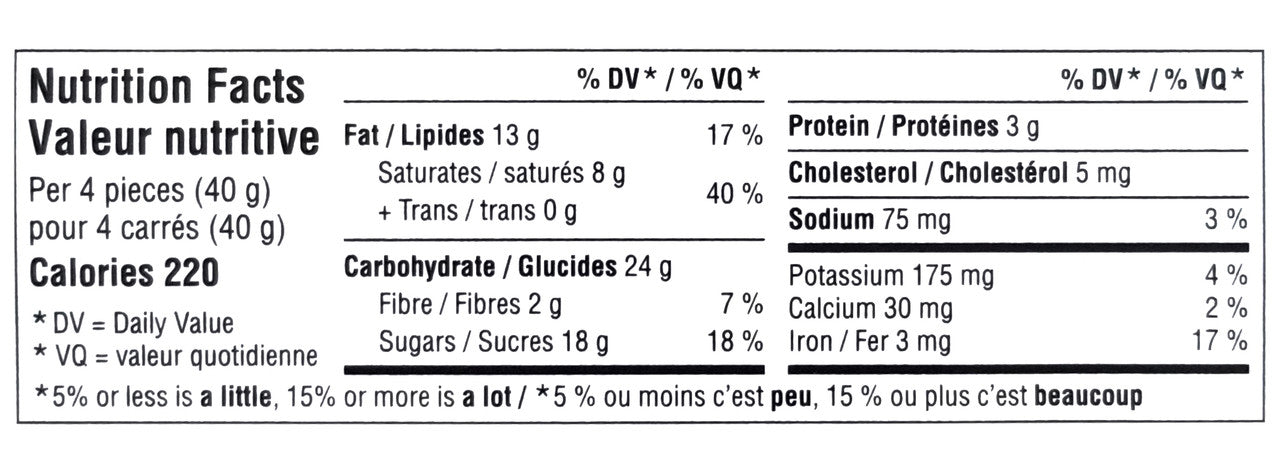 President's Choice Loads of Movie Night Milk Chocolate Bar, 100g/3.5 oz. Bar Nutritional Facts